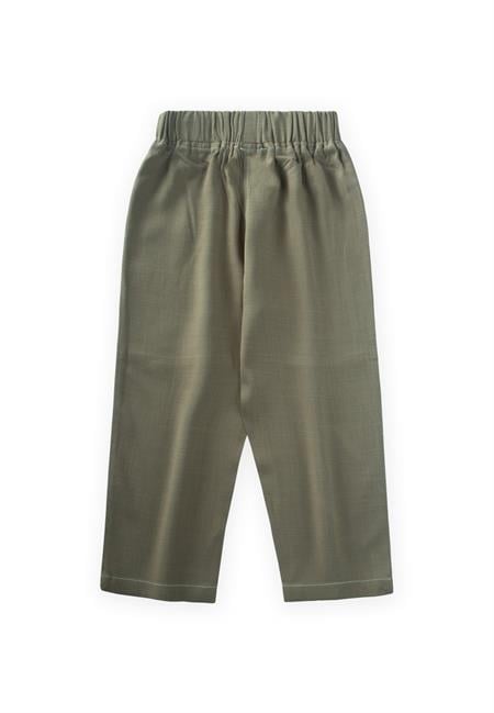 Kontrast Dikişli Keten Pantolon 2-7 Yaş Haki Yeşili