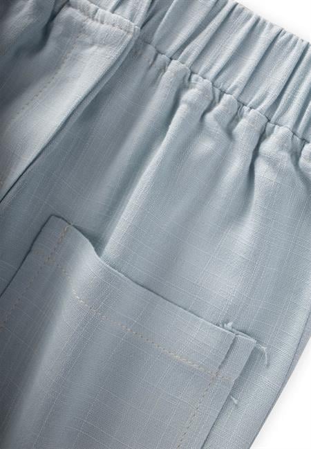 Kontrast Dikişli Keten Pantolon 2-7 Yaş Mavi