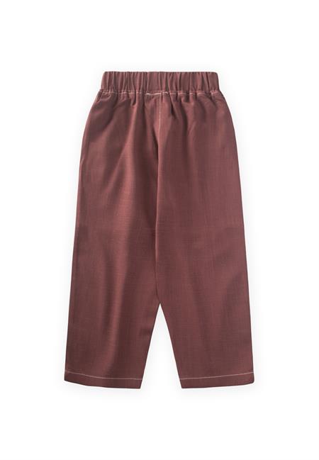 Kontrast Dikişli Keten Pantolon 2-7 Yaş Mürdüm