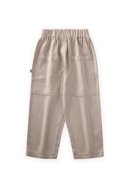Kontrast Dikişli Keten Pantolon 2-7 Yaş Naturel
