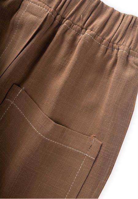 Kontrast Dikişli Keten Pantolon 2-7 Yaş Caramel
