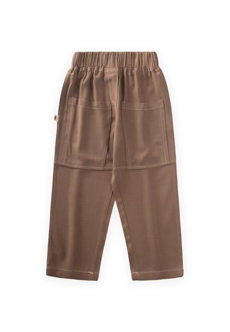 Kontrast Dikişli Keten Pantolon 2-7 Yaş Caramel