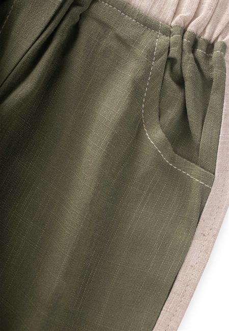 İki Renkli Keten Pantolon 2-7 Yaş Haki Yeşil