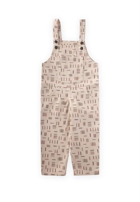 Desenli Gabardin Salopet 2-7 Yaş Ekru Çizgili