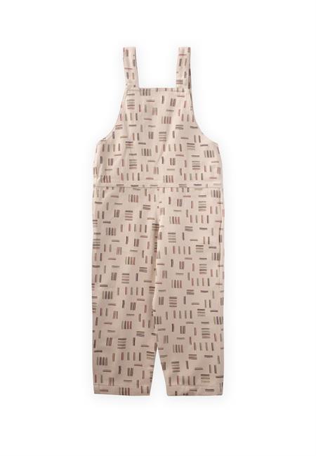 Desenli Gabardin Salopet 2-7 Yaş Ekru Çizgili