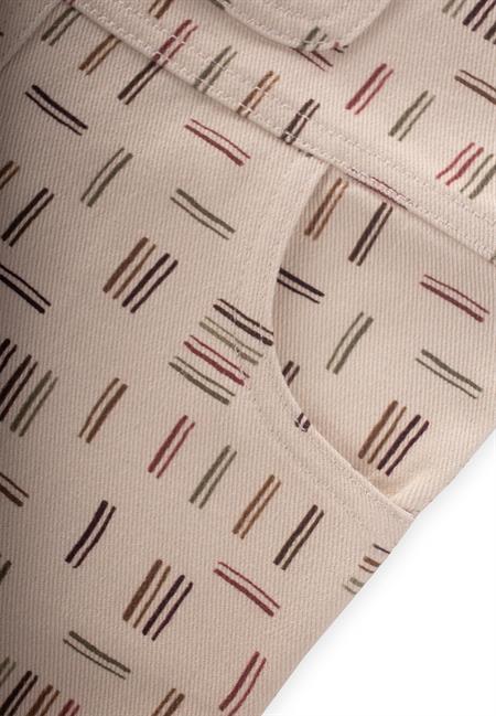 Desenli Gabardin Salopet 2-7 Yaş Ekru Çizgili