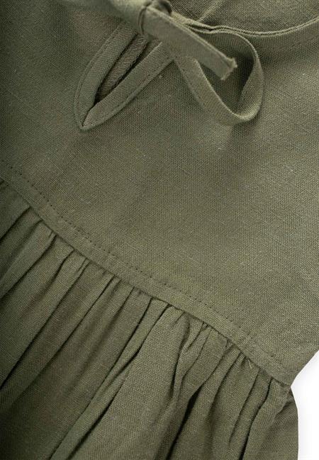 Paçaları Nakışlı Keten Takım 2-7 Yaş Haki Yeşil