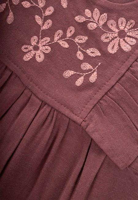 Robası Nakışlı Şortlu Keten Takım 2-7 Yaş Mürdüm