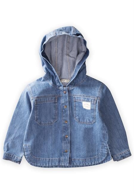 Kapşonlu Kot Ceket 2-7 Yaş Mavi