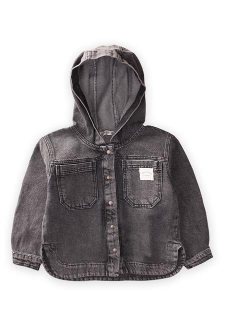 Kapşonlu Kot Ceket 2-7 Yaş Siyah