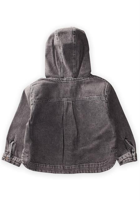 Kapşonlu Kot Ceket 2-7 Yaş Siyah