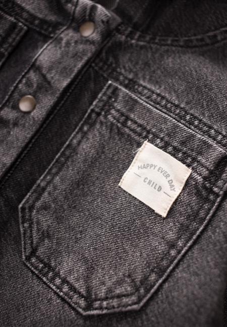 Kapşonlu Kot Ceket 2-7 Yaş Siyah