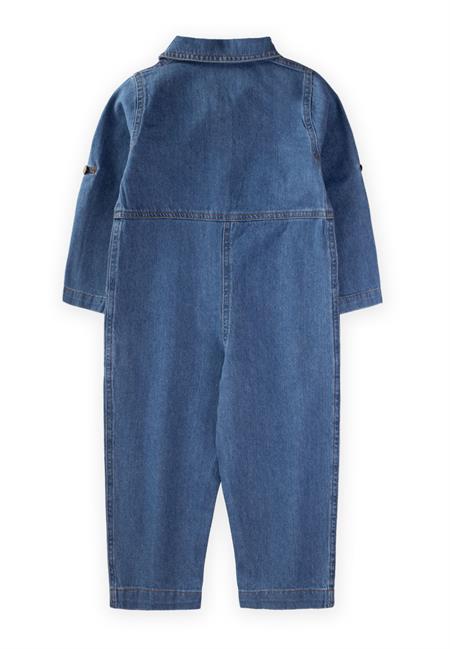 Çapraz Cepli Kot Tulum 2-7 Yaş Mavi