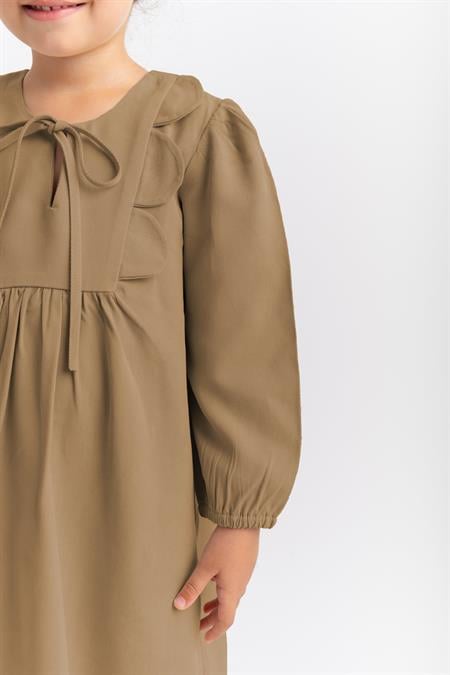 Papatya Tencel Elbise 2-7 Yaş Camel
