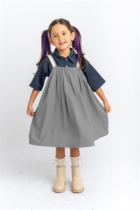 Pileli Tencel Jile 2-7 Yaş Gri