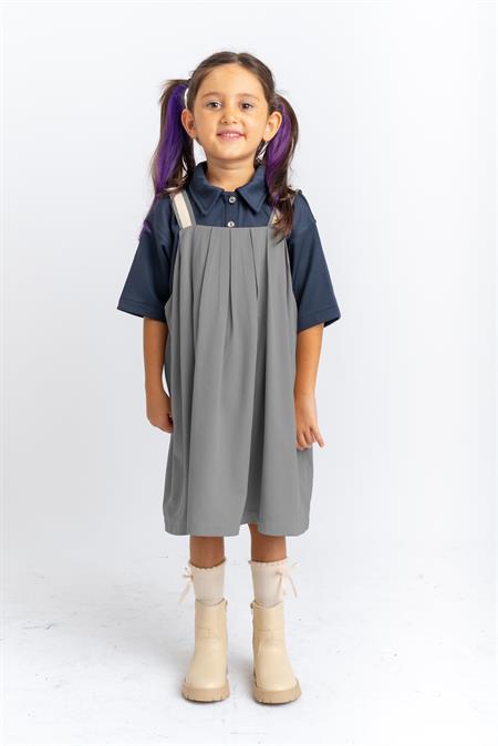 Pileli Tencel Jile 2-7 Yaş Gri