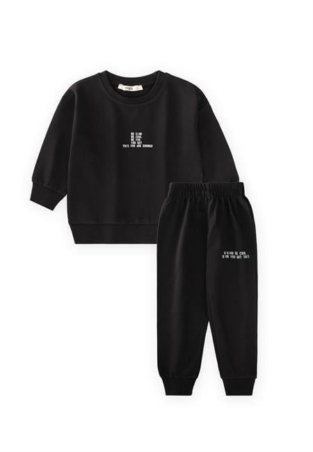 Basic Baskılı Eşofman Takım 2-7 Yaş SİYAH