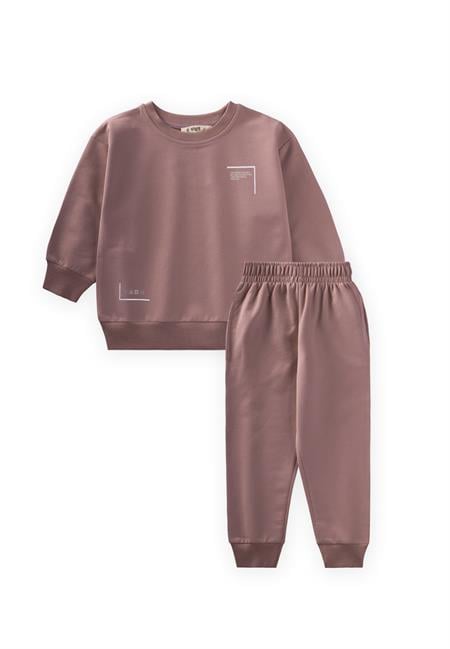 Düşük Kol Baskılı Eşofman Takım 2-7 Yaş SÜTLÜ KAHVE