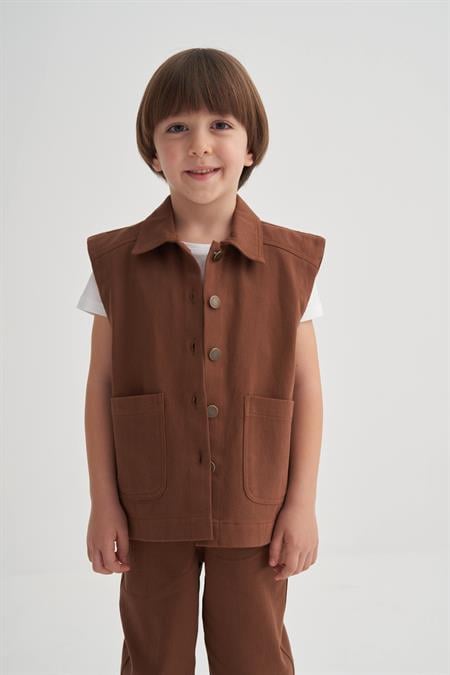 Gabardin Yelek 2-7 Yaş KAHVE