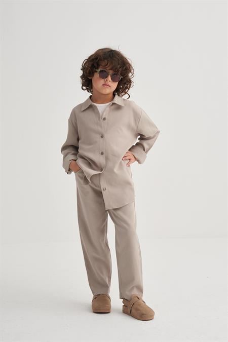 Gömlekli Tencel Takım 2-7 Yaş BEJ