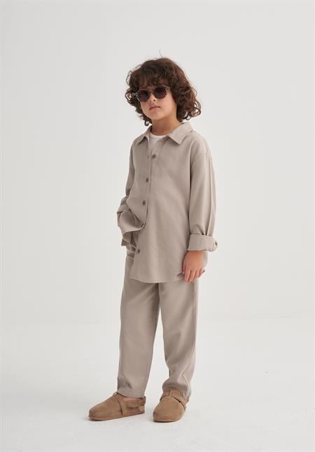 Gömlekli Tencel Takım 2-7 Yaş BEJ