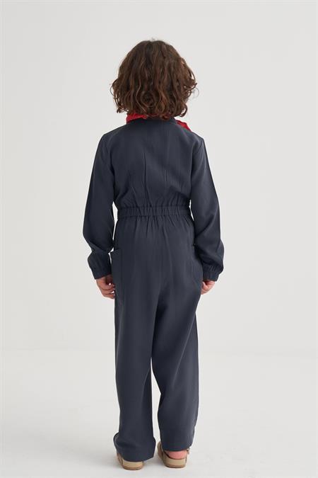 Tencel Önü Fermuarlı Tulum 2-7 Yaş LACİVERT