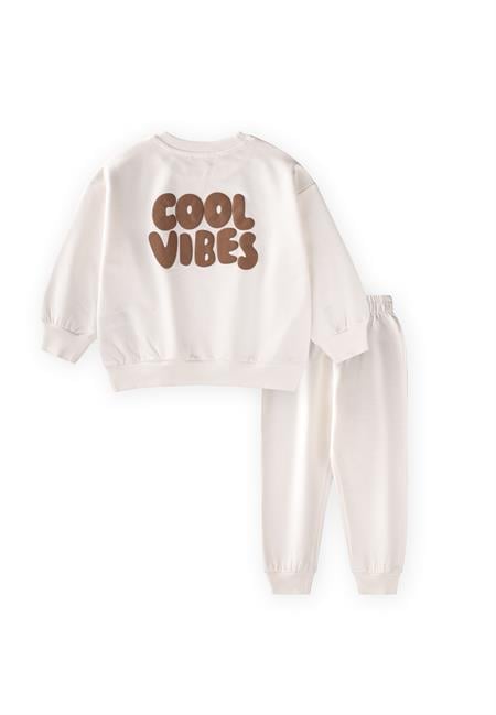 Cool Vibes Baskılı Takım 2-7 Yaş Ekru