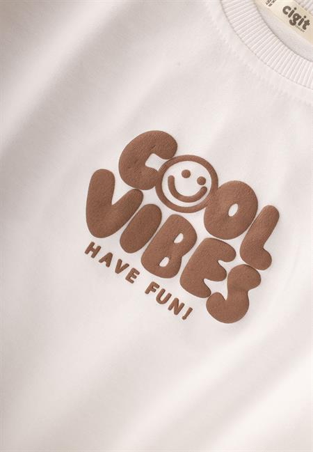 Cool Vibes Baskılı Takım 2-7 Yaş Ekru