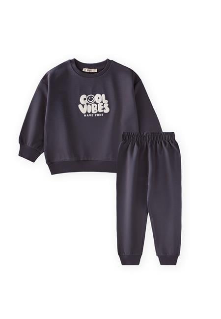 Cool Vibes Baskılı Takım 2-7 Yaş Füme