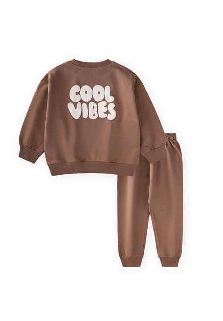 Cool Vibes Baskılı Takım 2-7 Yaş Kahve