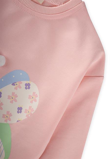 Renkli Kelebek Baskılı Takım 2-7 Yaş PEMBE