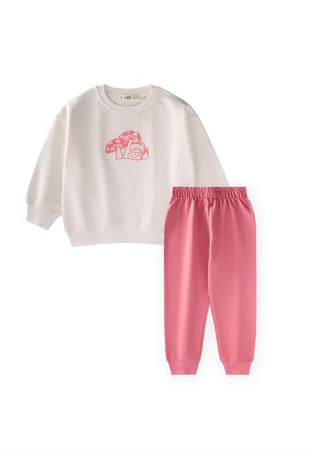 Mantar Baskılı Takım 2-7 Yaş Nar Çiçeği