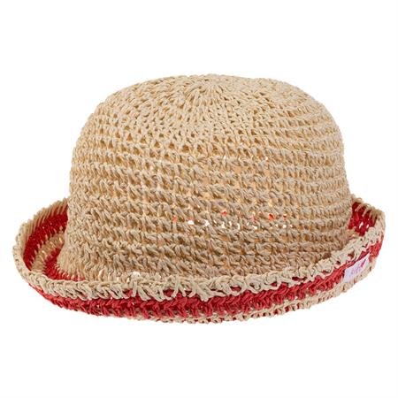 Örgülü Hasır Kız Şapka 4-8 Yaş Bej