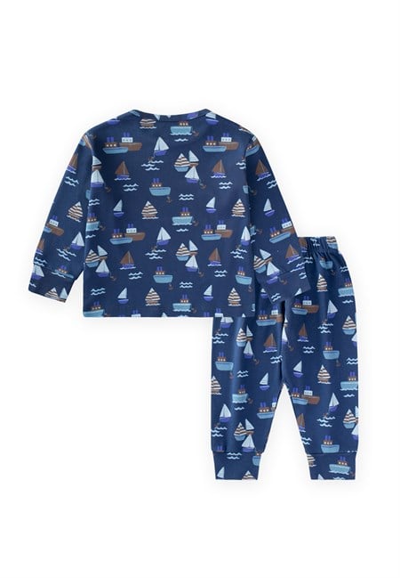 Desenli Mevsimlik Pijama Takım 1-7 Yaş Lacivert
