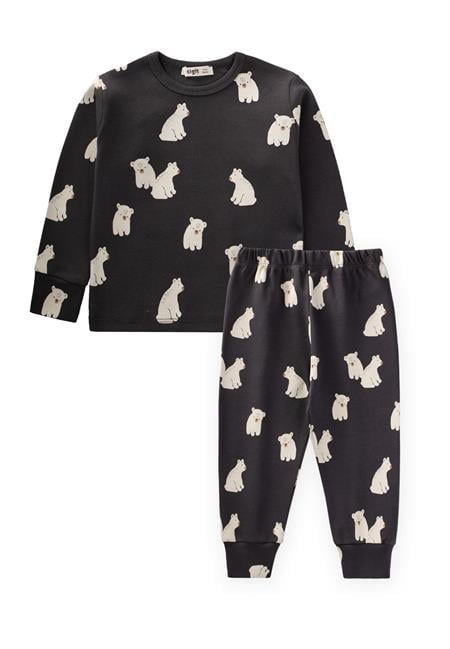 Baskılı Pijama Takım 1-5 Yaş Antrasit