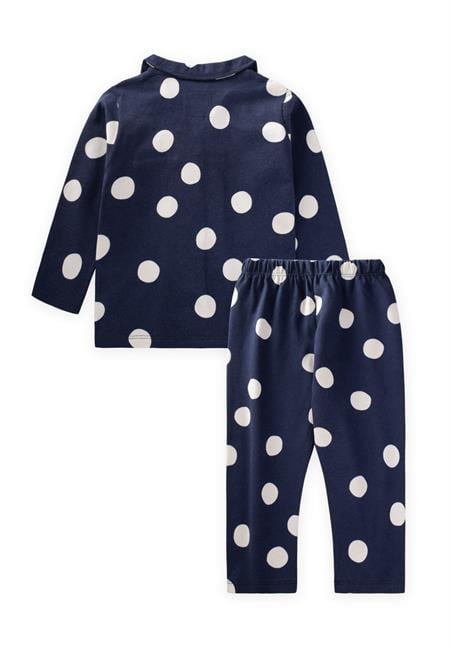 Puantiye Detaylı Pijama Takım 2-8 Yaş Lacivert