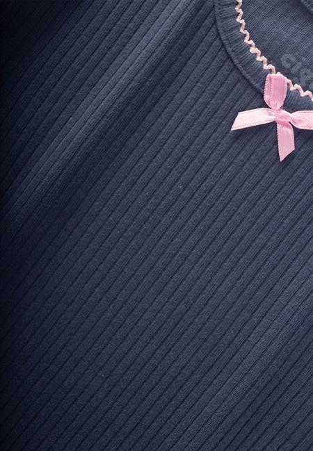 Fiyonklu Yakası İşlemeli Pijama Takım 2-10 Yaş Lacivert