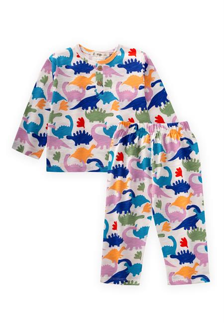 Desenli Pijama Takım 1-7 Yaş Dinazor Desen