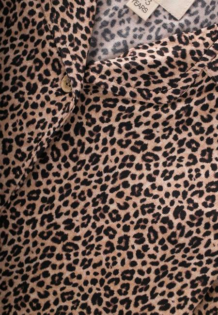 Dökümlü Gömlek Yaka Pijama Takım 8-12 Yaş Leopar Desen