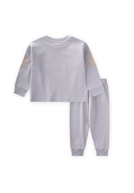 Uzay Aracı Aplikeli Pijama Takım 2-8 Yaş Gri
