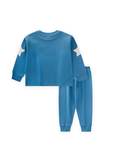 Uzay Aracı Aplikeli Pijama Takım 2-8 Yaş İndigo Mavi