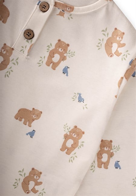 Animal Desenli Pijama Takım 1-5 Yaş Ekru