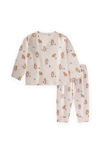 Animal Desenli Pijama Takım 1-5 Yaş Ekru