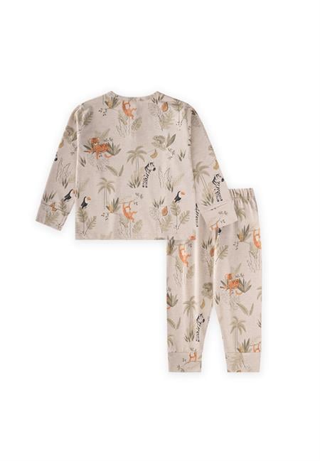 Animal Desenli Pijama Takım 1-5 Yaş Bej