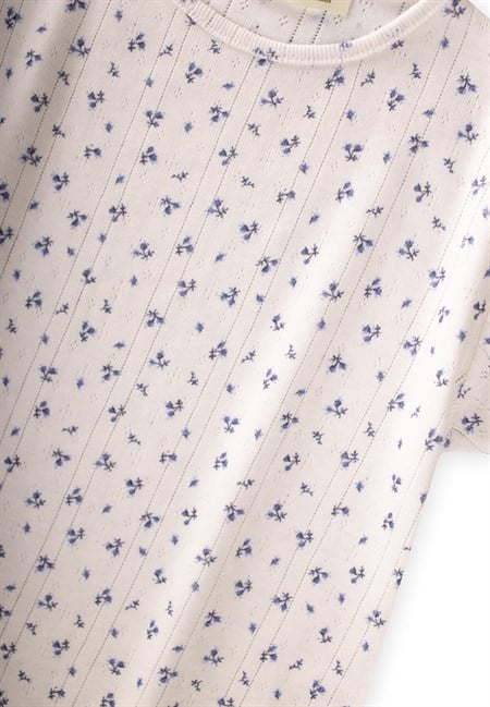 Desenli Pijama Takımı 1-8 Yaş Lila Çiçek Desen