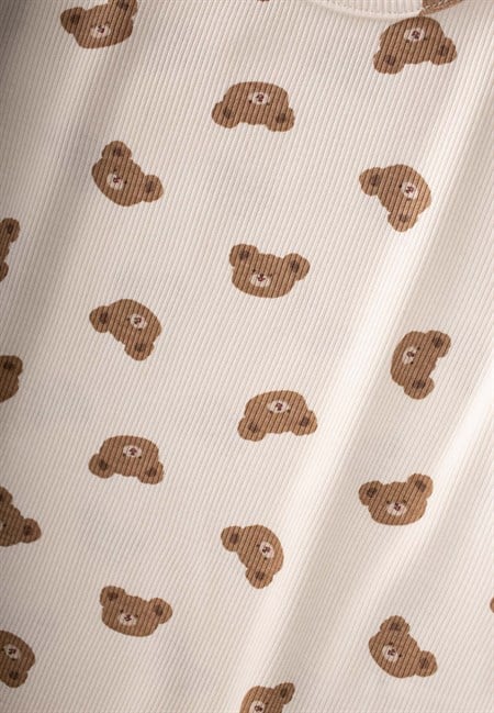 Desenli Pijama Takımı 1-7 Yaş Ekru
