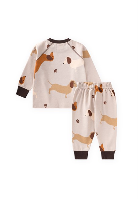 Desenli Pijama Takımı 1-6 Yaş Bej