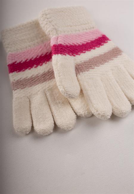 3-6 Yaş Ana Okul Çizgili eldiven EKRU K PEMBE