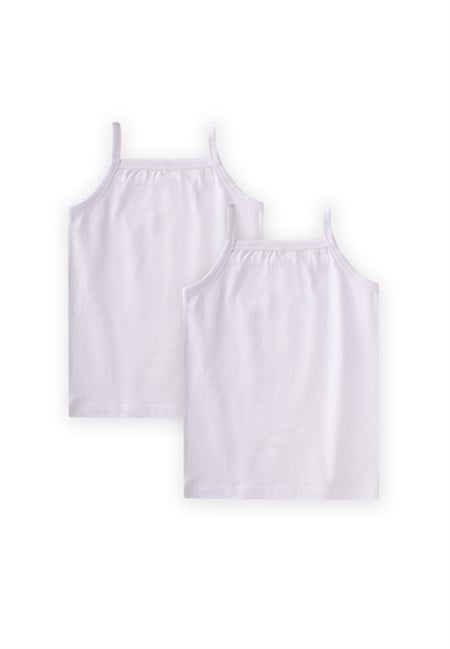 İkili İp Askılı Kız Atlet 2-11 Yaş BEYAZ