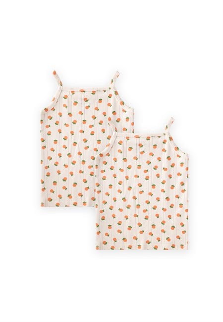 İkili İp Askılı Kız Atlet 2-11 Yaş PORTAKAL DESEN